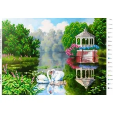 ЧВ-5037 Лебеди в пруду. Схема для вышивки бисером. Бисерок