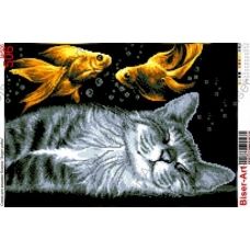 ВА-0506 (А3) Кот и золотые рыбки. Схема для вышивки бисером БисерАрт