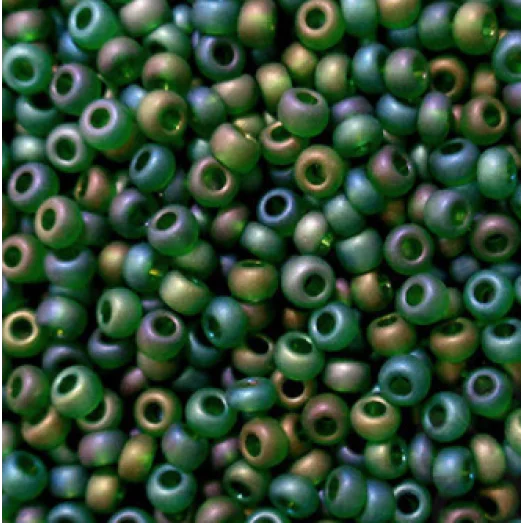 51120 Бисер Preciosa зелёный прозрачный матовый радужный