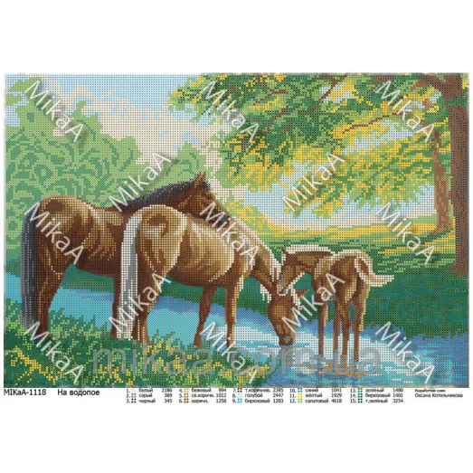 МИКА-1118 (А3) На водопое. Схема для вышивки бисером
