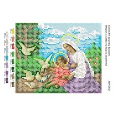 БСР-5272 Мария и младенец Иисус с голубями. Схема для вышивки бисером ТМ Сяйво