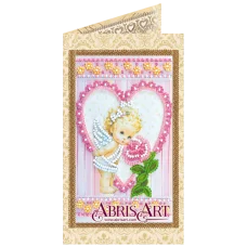 АО-134 Ангелочек и роза. Набор-открытка для вышивки бисером Абрис Арт