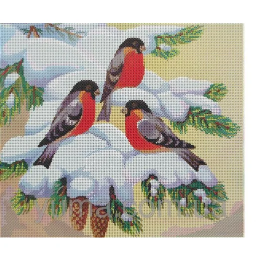 ЮМА-315 Снегири. Схема для вышивки бисером