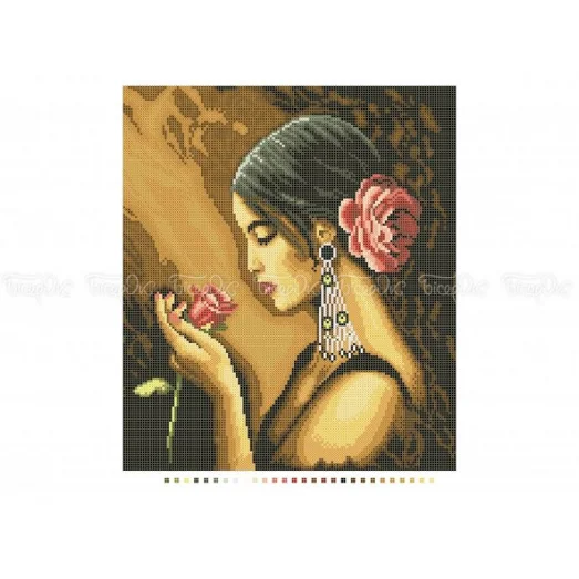 ЧВ-5189 Испанка с розой. Схема для вышивки бисером. Бисерок