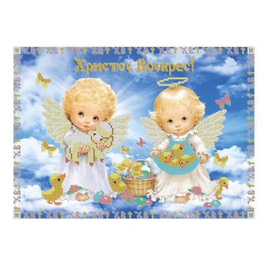 ЮМА-321 Пасхальные ангелочки. Схема для вышивки бисером 