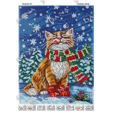 ДАНА-2249 Зимний кот. Схема для вышивки бисером