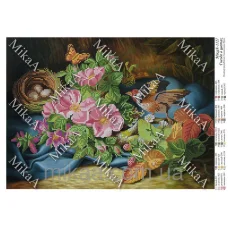 МИКА-1127 (А3) Гнездо в цветах. Схема для вышивки бисером