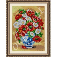 ВП-057 Маки и ромашки. Схема для вышивки бисером. Фея вышивки