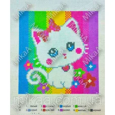 МИКА-К-004 Кися и цветы. Канва для вышивки нитками