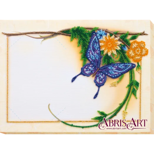 АР-006 Набор-фоторамка Голубая бабочка. Набор для вышивки бисером Абрис Арт
