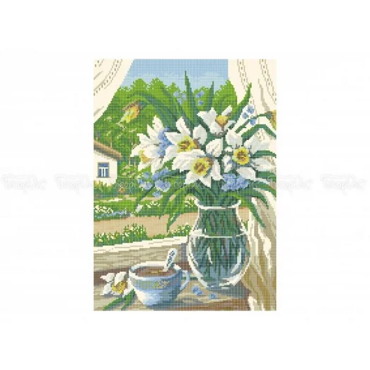 30-339 (30*40) Цветы в вазе. Схема для вышивки бисером Бисерок