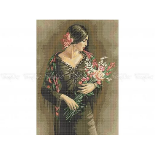 ЧВ-8012 Испанка с цветами. Схема для вышивки бисером. Бисерок