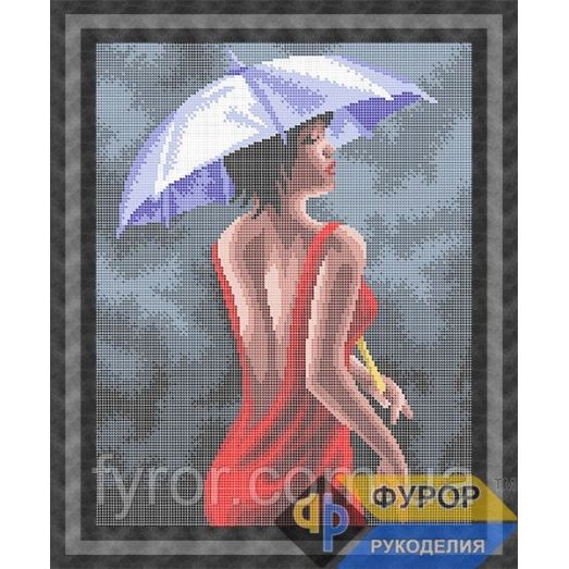ФР-ЛБп3-046 Девушка под зонтиком . Схема для вышивки бисером ТМ Фурор Рукоделия