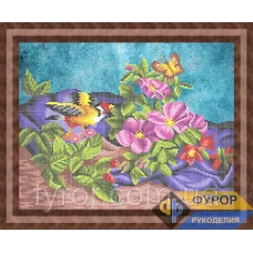 ФР-НБч3-109 Птичка среди цветов. Схема для вышивки бисером ТМ Фурор рукоделия