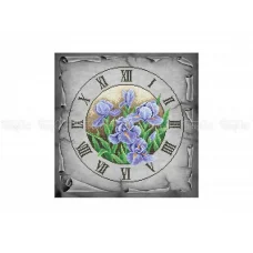 ЧВ-6051-С Часы с ирисами (Серый фон). Схема для вышивки бисером. Бисерок