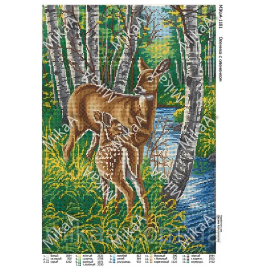 МИКА-1181 (А3) Олениха с олененком. Схема для вышивки бисером