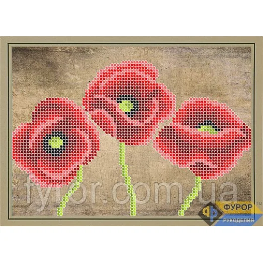 ФР-ДБч5-061 Прекрасные маки. Схема для вышивки бисером ТМ Фурор Рукоделия