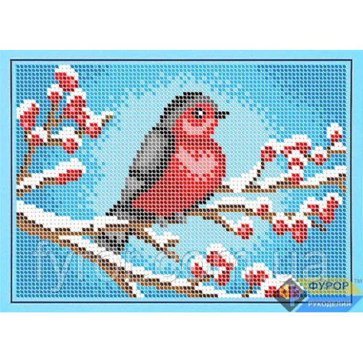 ФР-ДБп5-064 Снегирь на ветке рябины. Схема для вышивки бисером ТМ Фурор Рукоделия