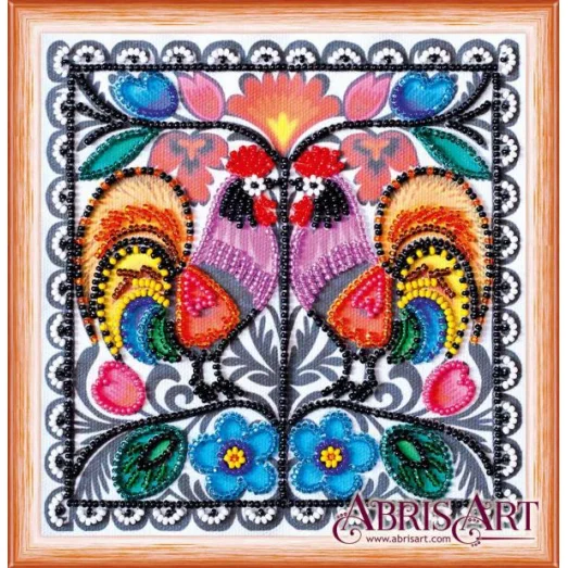 АМ-132 Два петушка. Набор для вышивки бисером Абрис Арт