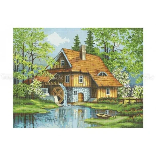 ЧВ-8021 Старая мельница весной. Схема для вышивки бисером. Бисерок