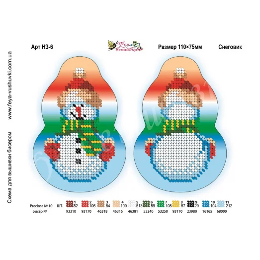 НЗ-006 Заготовка для пошива Новогодней Игрушки Снеговик Фея Вышивки
