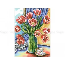ЧВ-5184 Тюльпаны на окне. Схема для вышивки бисером. Бисерок 