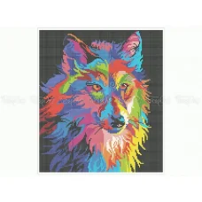 50-344 (30*40) Радужный волк. Схема для вышивки бисером Бисерок