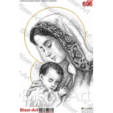 ВА-0696 (А3) Мадонна с младенцем (серая). Схема для вышивки бисером БисерАрт