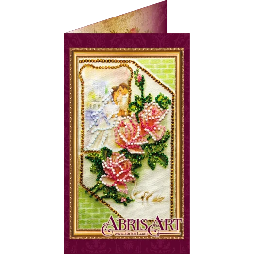 АО-018 С днем бракосочетания-1. Набор-открытка для вышивки бисером Абрис Арт