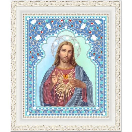 НИК-7104 Святейшее сердце Иисуса . Схема для вышивки бисером ТМ Конек