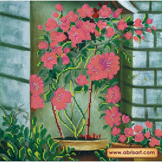 АС-156 Китайские розы. Схема для вышивки бисером на холсте. АбрисАрт
