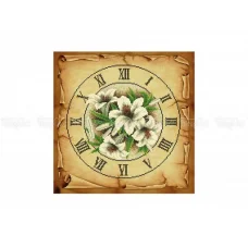 ЧВ-6050-К Часы с лилиями (Коричневый фон). Схема для вышивки бисером. Бисерок