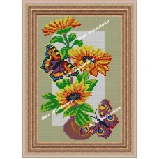 ВП-077 Бабочка на подсолнухах. Схема для вышивки бисером. Фея вышивки