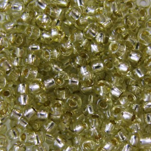 78152 Бисер Preciosa сольгель стеклянный светло-болотный с серебрянным прокрасом