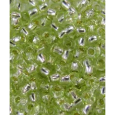 78254 Бисер Preciosa салатовый, серебряная линия внутри
