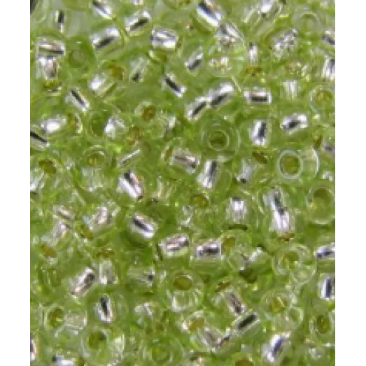 78254 Бисер Preciosa салатовый, серебряная линия внутри