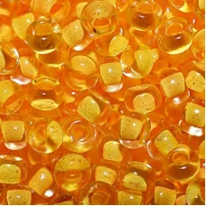 80883 Бисер Preciosa стеклянный прозрачный с насыщенным оранжево-жёлтым прокрасом