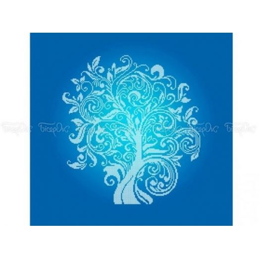 ЧВ-6001(10)-С Дерево изобилия Синий фон. Схема для вышивки бисером Бисерок 