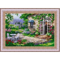 АВ-081 Цветущий двор. Схема для вышивки бисером. ТМ Фея Вышивки