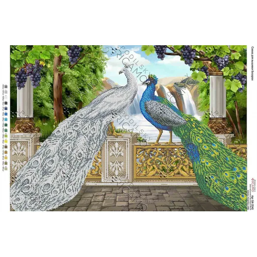 А2Н_016 БК-2040 Павлины. Схема для вышивки бисером ТМ Virena