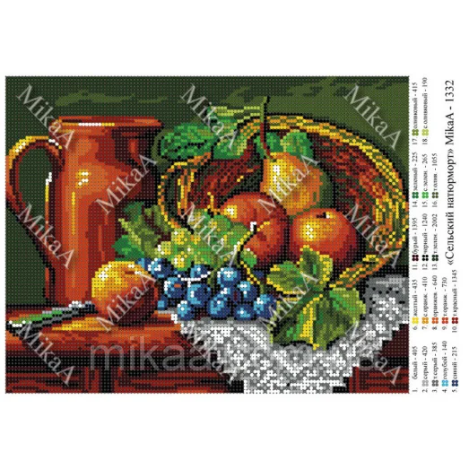 МИКА-1332 (А4) Сельский натюрморт. Схема для вышивки бисером
