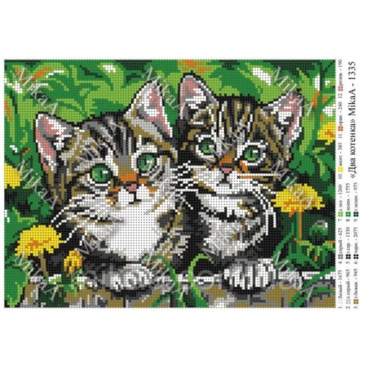 МИКА-1335 (А4) Два котенка. Схема для вышивки бисером