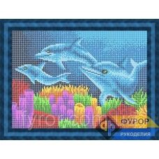 ФР-ЖБп4-043 Дельфины под водой. Схема для вышивки бисером ТМ Фурор Рукоделия