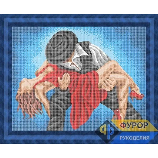 ФР-ЛБп3-069-1 Танец страсти (голубой фон). Схема для вышивки бисером ТМ Фурор