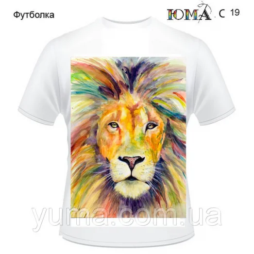 ЮМА-С-019 Мужская футболка c рисунком Львиная грива для вышивки