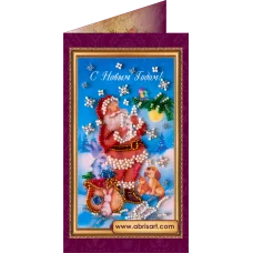 АО-032 С Новым годом-4. Набор-открытка для вышивки бисером Абрис Арт