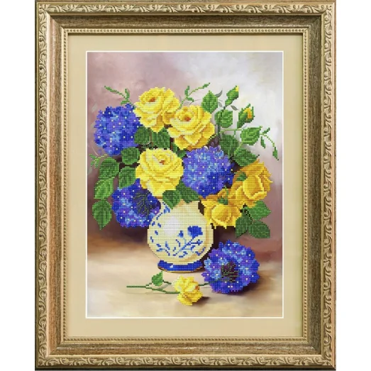 К-3109 Розы и гортензии. Схема для вышивки бисером Благовест