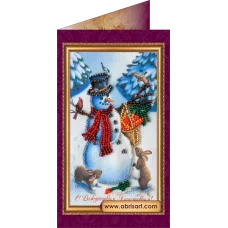 АО-037 “С Рождеством Христовым-2. Набор-открытка для вышивки бисером Абрис Арт