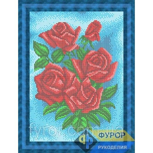 ФР-НБп4-110-2 Розы голубой фон. Схема для вышивки бисером ТМ Фурор рукоделия
