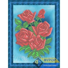 ФР-НБч4-111-2 Розы голубой фон. Схема для вышивки бисером ТМ Фурор рукоделия